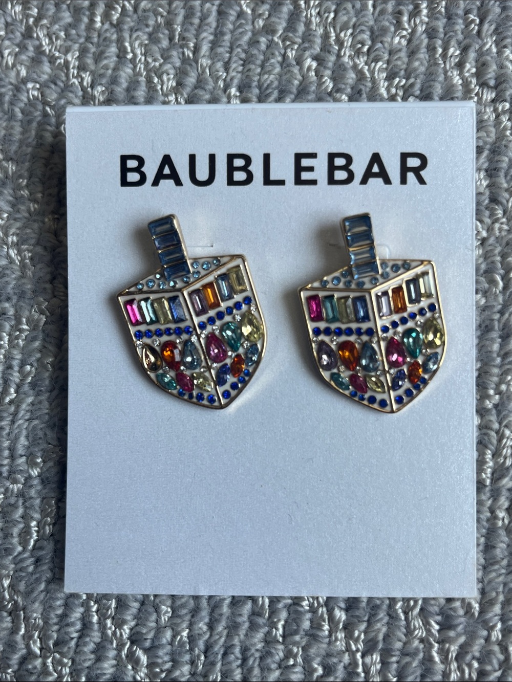 BaubleBar Gold-tone Stud dreidel Earrings with Clear Backs